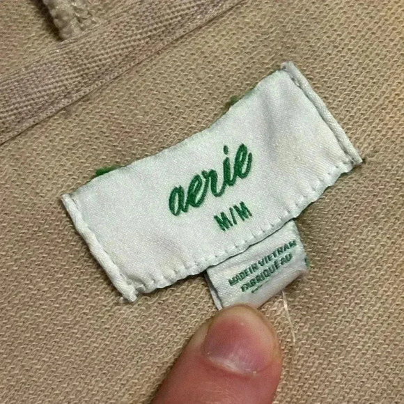 Aerie Oversized Hoodie Sweatshirt Tan Wide Drawstring Relaxed Fit Comfy Size M - Picture 5 of 5